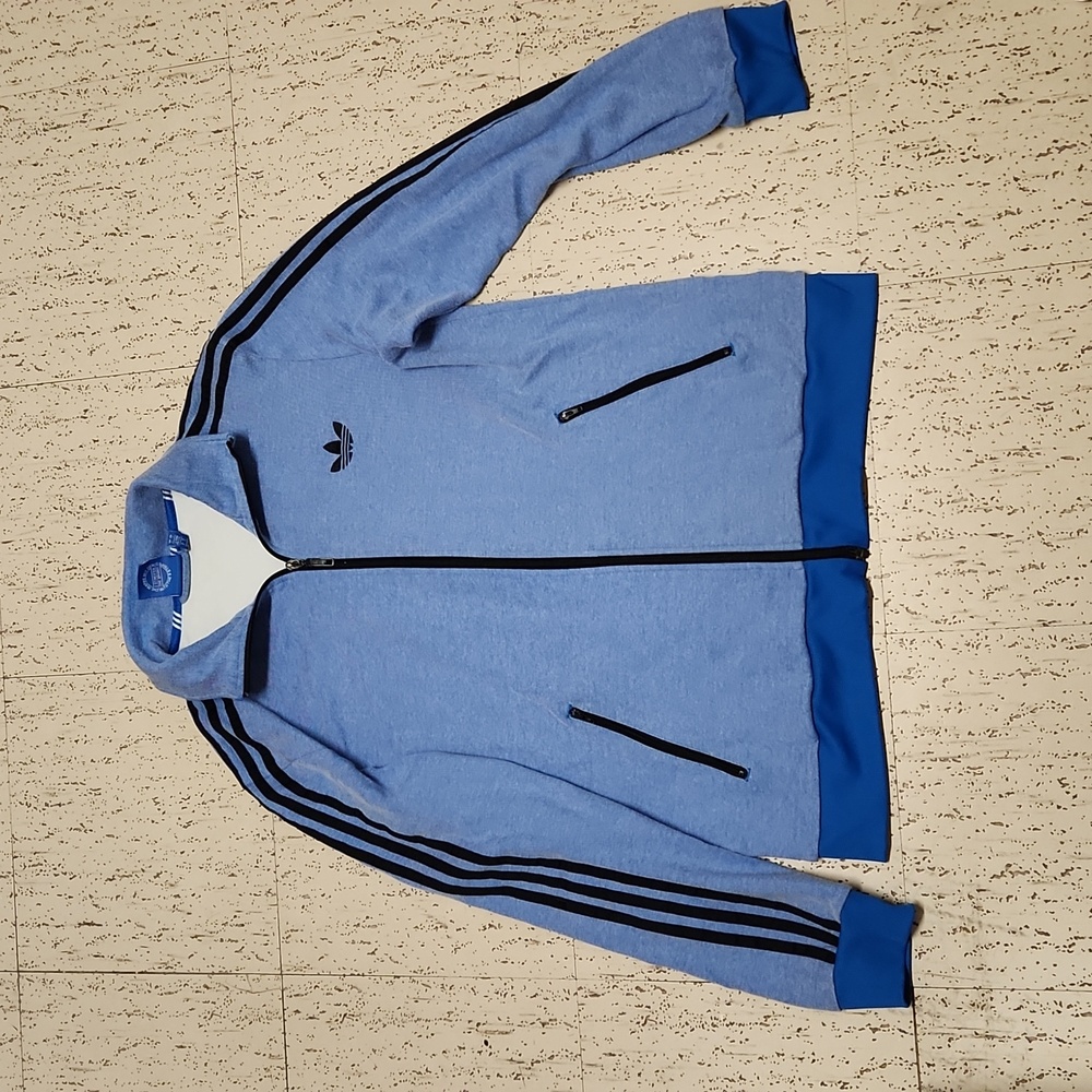 Adidas Originals Full Zip Collar Lightweight Sweater Jacket Blue And Black